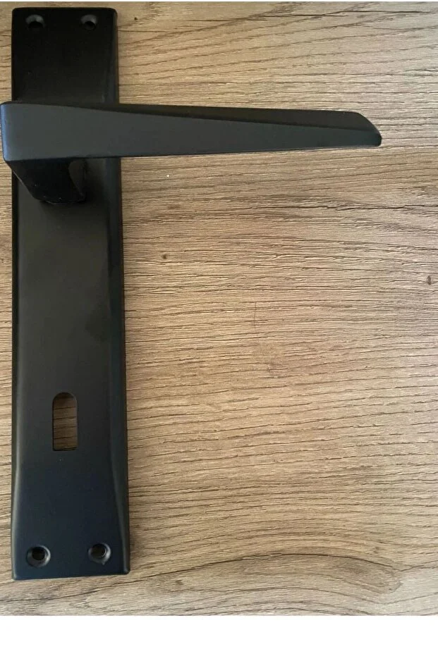 Prizma Aynalı Oda Kapı Kolu ve Sesiz Gömme Kilit Mat siyah